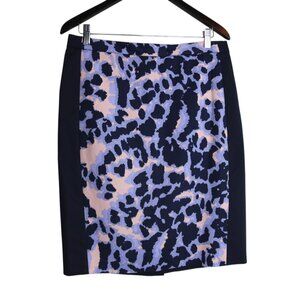 Club Monaco Pencil Skirt Lyocell Navy Animal Print Navy Blue 12